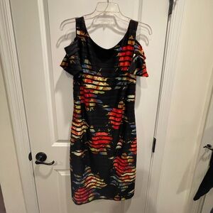 Frank Lyman Black Floral Cold-Shoulder Sheath Dress